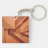 ジオメトリック抽象芸術オレンジパターン キーホルダー (裏面)