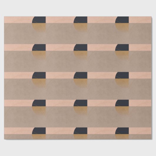 ジオメトリック抽象芸術ムーンリニアベージュモダン ラッピングペーパー (フラット)