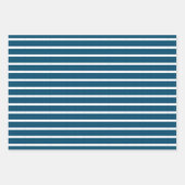 ジオメトリック海の青と白のストライプ ラッピングペーパーシート (正面3)