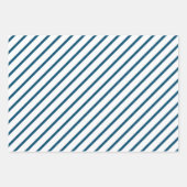 ジオメトリック海の青と白のストライプ ラッピングペーパーシート (正面2)