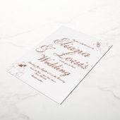 ジオメトリック結婚スクリプトの押された箔招待状 箔招待状 (回転した状態)