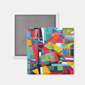 ジオメトリック絵画抽象芸術テクスチャ マグネット (正面/裏面)