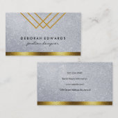 ジオメトリック線グリッターと金ゴールドグリッタートリム 名刺 (正面/裏面)