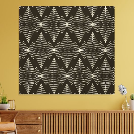 ジオメトリック要素、ヴィンテージシームレスオーナメント。 キャンバスプリント (インサイチュ (リビング))