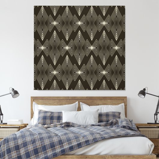 ジオメトリック要素、ヴィンテージシームレスオーナメント。 キャンバスプリント (インサイチュ (寝室))