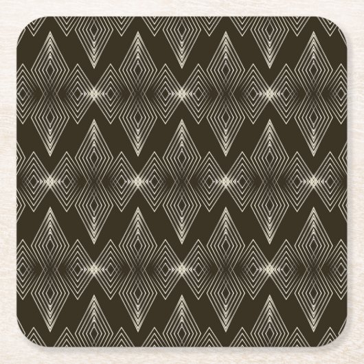ジオメトリック要素、ヴィンテージシームレスオーナメント。 スクエアペーパーコースター (正面)