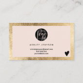 ジオメトリック金ゴールドピンクスクリプ感謝していトのロゴの順序 名刺 (裏面)