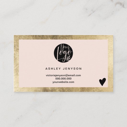 ジオメトリック金ゴールドピンクスクリプ感謝していトのロゴの順序 名刺 (裏面)