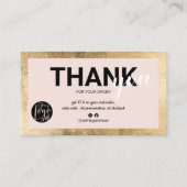 ジオメトリック金ゴールドピンクスクリプ感謝していトのロゴの順序 名刺 (正面)
