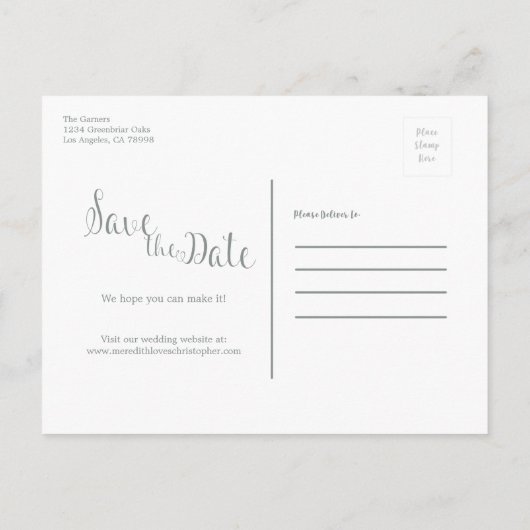 ジオメトリック金ゴールドフレームほこりっぽい青花模様救日付 案内ポストカード (裏面)