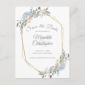 ジオメトリック金ゴールドフレームほこりっぽい青花模様救日付 案内ポストカード (正面)