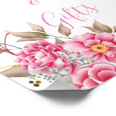 ジオメトリック金ゴールドフレームピンクフローラカード(&G) ポスター (角)