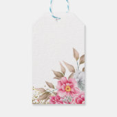 ジオメトリック金ゴールドフレームピンク感謝していフローラユー ギフトタグ (裏面)