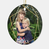 ジオメトリック金ゴールドモダンラインマーブルホリデー セラミックオーナメント (左)