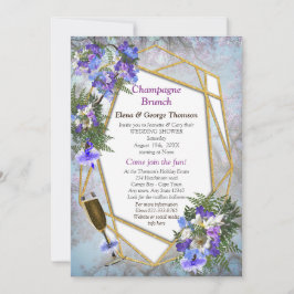 ジオメトリック金ゴールド&ジャカランダフラワーズカップルシャワー 招待状