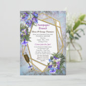 ジオメトリック金ゴールド&ジャカランダフラワーズカップルシャワー 招待状 (スタンド正面)