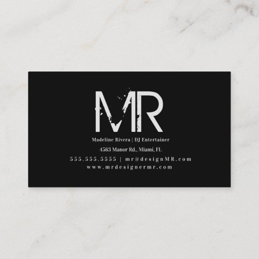 ジオメトリック音楽プロデューサーDJロゴの紫 名刺 (裏面)