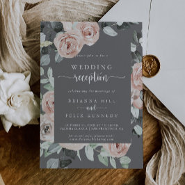 ジオメトリック クラシック ローズ グレー ウェディング レセプション 招待状