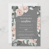 ジオメトリック クラシック ローズ グレー ウェディング レセプション 招待状 (正面)