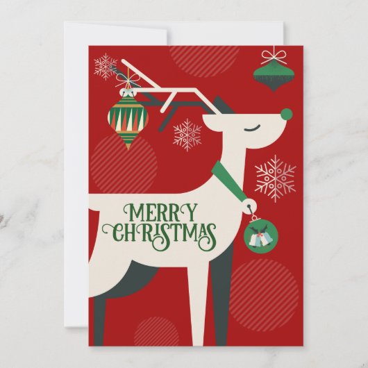 ジオメトリック クラシック 鹿のクリスマス デコレーション インビテーション (正面)