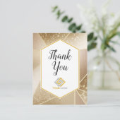 ジオメトリック ゴールド スパークル サンクス ロゴ ビジネス ポストカード (スタンド正面)