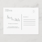 ジオメトリック ゴールド フレーム ダスティーブルー フローラルズ セーブ・ザ・デート 案内ポストカード (裏面)