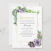 ジオメトリック サキュレント 50周年 結婚記念日 招待状 (正面)