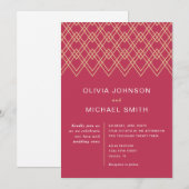 ジオメトリック ダイヤモンド マゼンタ ウェディング 招待状 (正面/裏面)