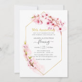 ジオメトリック ピンク 桜 50周年記念 招待状 (正面)