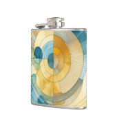ジオメトリック ブルーアンドイエロー 水彩抽象画 フラスク (左)