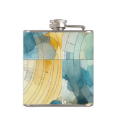 ジオメトリック ブルーアンドイエロー 水彩抽象画 フラスク (裏面)