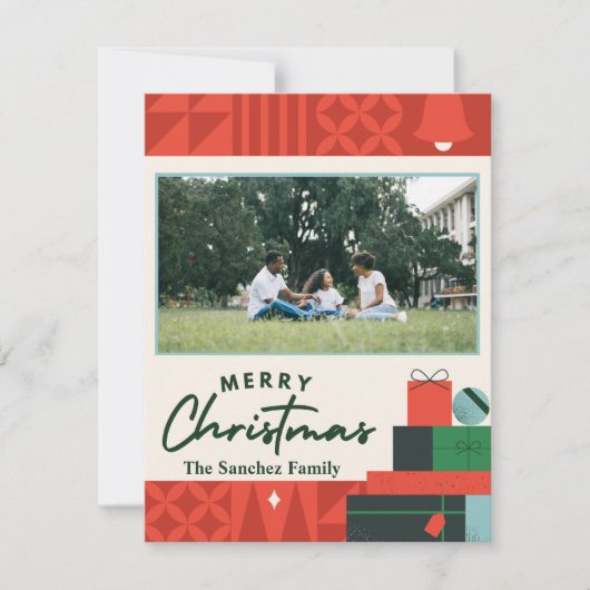 ジオメトリック プレゼンツ クリスマスカード1枚の写真付き, シーズンカード (正面)