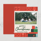 ジオメトリック プレゼンツ クリスマスカード1枚の写真付き, シーズンカード (正面/裏面)