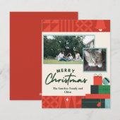 ジオメトリック プレゼンツ "メリークリスマス" カード 2 フォト (正面/裏面)