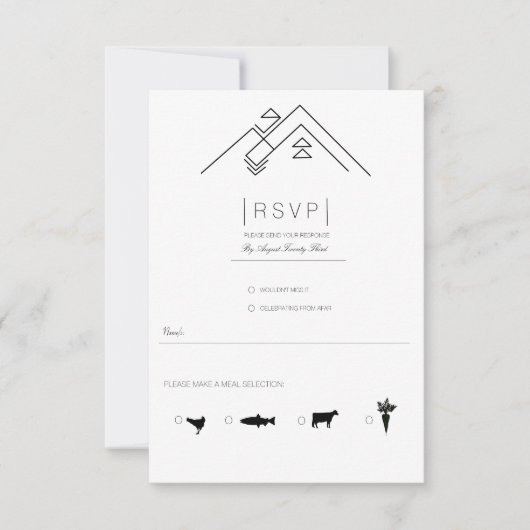 ジオメトリック マウンテン | モダン ブラック & ホワイト RSVP (正面)