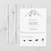 ジオメトリック マウンテン | モダン ブラック & ホワイト RSVP (正面/裏面)