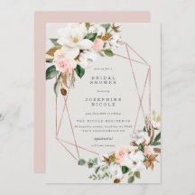 ジオメトリック・マグノリア・ブライダル・シャワー招待