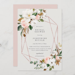 ジオメトリック・マグノリア・ブライダル・シャワー招待 招待状