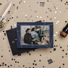 ジオメトリック モカ ブルー ハッピー ホリデー 企業 フォト シーズンカード