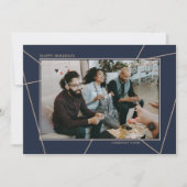 ジオメトリック モカ ブルー ハッピー ホリデー 企業 フォト シーズンカード (正面)