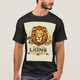 ジオメトリック ライオン: 野生を守ろう Tシャツ