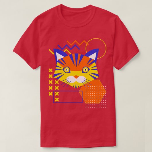 ジオメトリックCat顔抽象芸術図形 Tシャツ (デザイン正面)