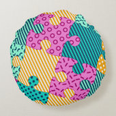 ジオメトリパズルのバナー、Memphis backgro ラウンドクッション (裏面)