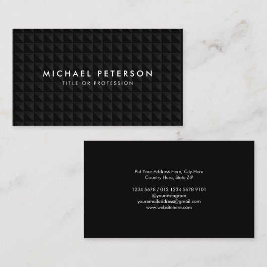 ジオメトリパターンラグジュアリーブラック 名刺 (正面/裏面)