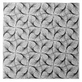 ジオメトリパターン黒と白のセラミックタイル タイル (正面)