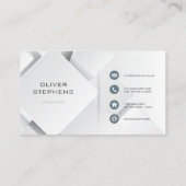 ジオメトリビジネスの白と白のブロック 名刺 (裏面)