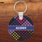 ジオメトリピックルボールパターン、名前 キーホルダー (正面)