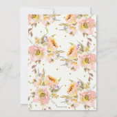 ジオメトリピンク赤面フローラベビーシャワーガール 招待状 (裏面)