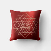 ジオメトリピーチピンクローズ金ゴールド三角形バーガンディ クッション (裏面)