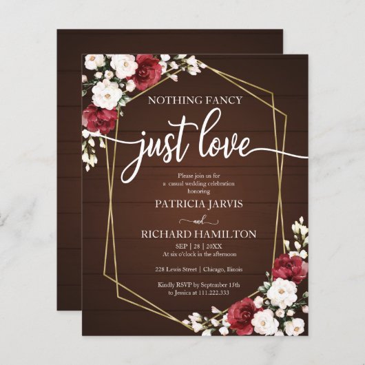 ジオメトリファンシー予算結婚式招待状なし (正面/裏面)